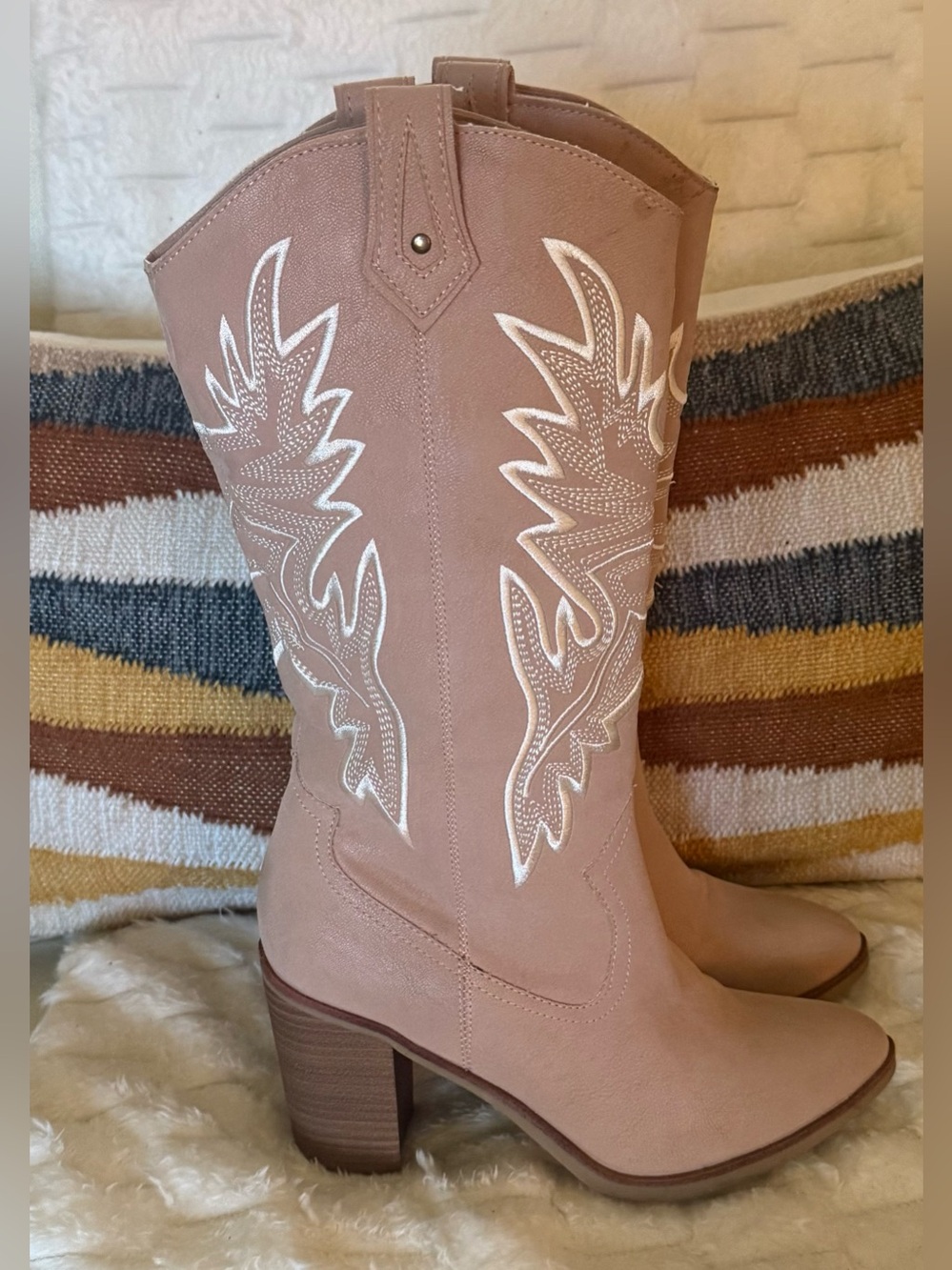 ALTAR’D STATE Dolley Western Boots Blush Pink Embroidered Cowgirl 8 - Picture 6 of 9